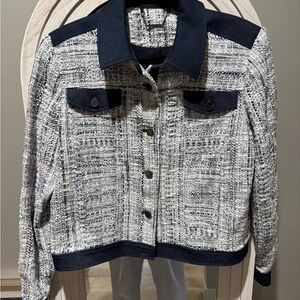 Elie Tahari Denim Tweed Jacket size XL